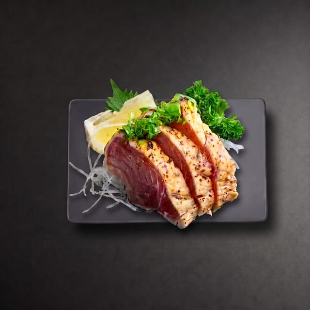 Garlic Albacore Sashimi.